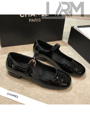 Chanel Patent Leather Mary Janes Flats G36482 Black 2020