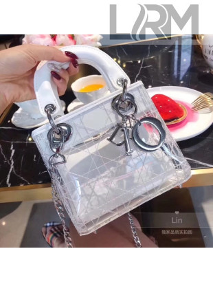 Dior PVC & Leather Mini Lady Dior Bag White 2018