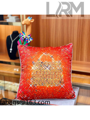 Hermes Horse Pillow 45x45cm Red/Gold 2021 110219