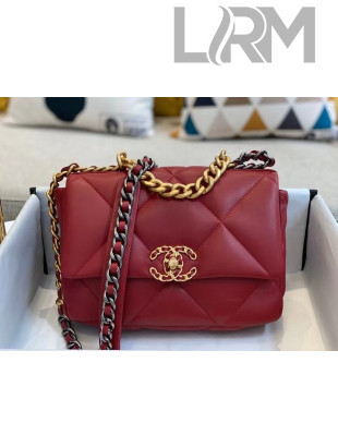 Chanel 19 Goatskin Small Flap Bag AS1160 Red 2021 TOP