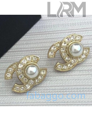 Chanel Pearl CC Stud Earrings 02 2020