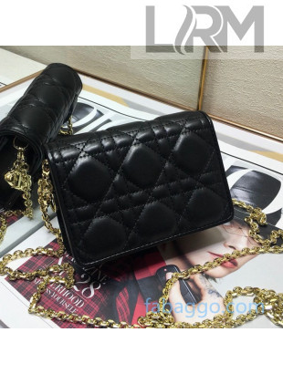 Dior Lady Dior Nano Pouch Clutch with Chain in Black Cannage Calfskin 2020