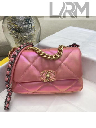 Chanel 19 Iridescent Calfskin Flap Bag AS1160 Pink 2021 TOP