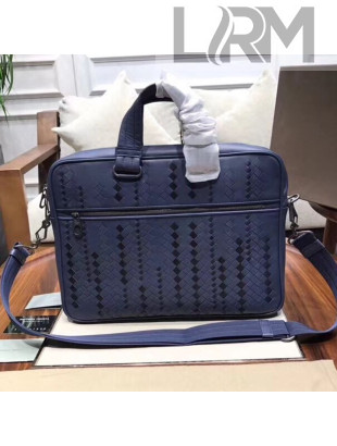 Bottega Veneta Men's briefcase in Intreccio Nappa Blue 2019