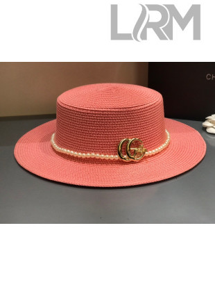 Gucci Straw Wide Brim Hat Light Pink G16 2021