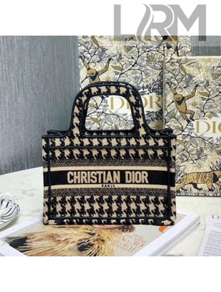 Dior Mini Book Tote Bag in Houndstooth Embroidered Canvas 2019