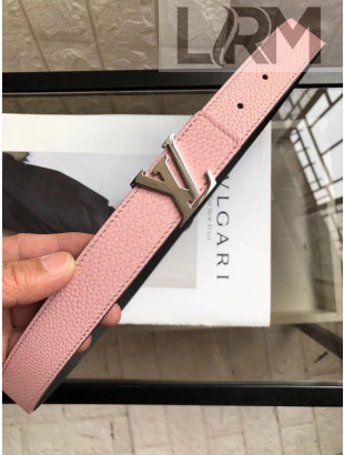 Louis Vuitton Reversible Grained Calfskin Belt 30mm with LV Buckle Pink