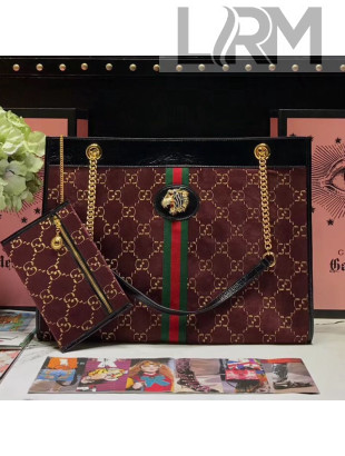 Gucci GG Velvet Rajah Large Tote 537219 Brown 2019