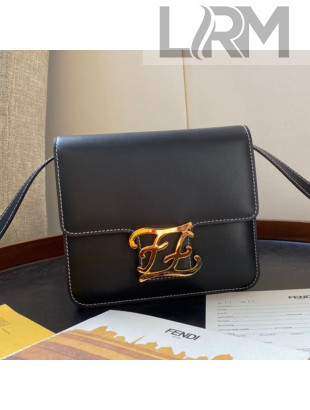 Fendi Karligraphy Calfskin FF Clasp Flap Bag Black 2019