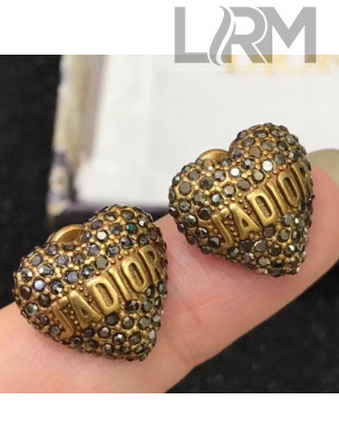 Dior J'Adior Heart Stud Earrings Gold/Black 2020