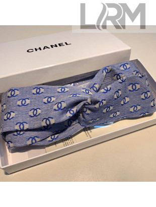 Chanel CC Logos Stamp Headband Blue 2019