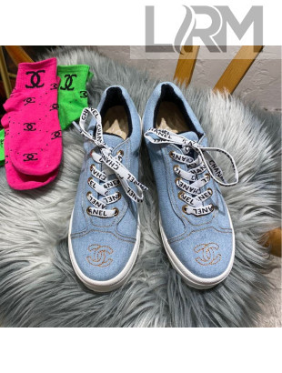 Chanel Vintage Denim Sneakers Light Blue 2020