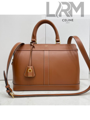 Celine Medium Cabas De France Bag in Shiny Calfskin Tan Brown 2021