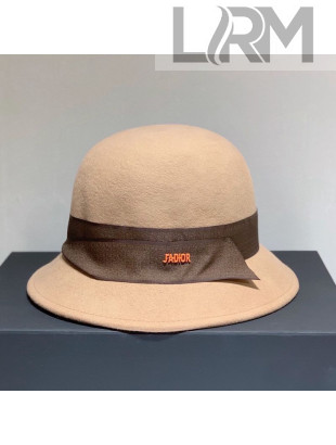 Dior J'Adior Wool Bucket Hat with Logo Strap Camel Brown 2020