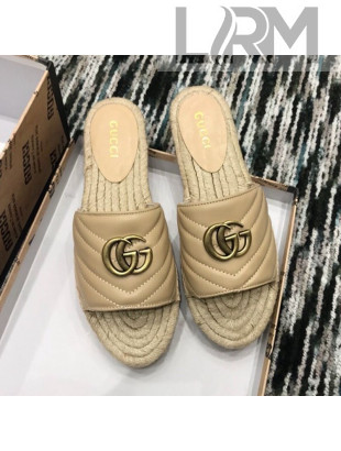 Gucci Leather Espadrille Slide Sandal 573028 Beige 2019