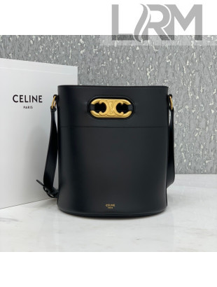 Celine Bucket Maillon Triomphe Bag in Shiny Calfskin Black 2021