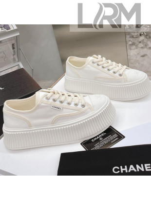 Chanel Canvas Platform Sneakers White 2021