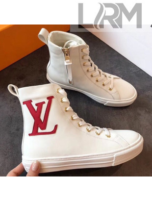 Louis Vuitton Stellar Oversized LV High-Top Sneaker Boot 1A5MQR White 2019