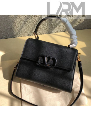 Valentino Small VSLING Grainy Calfskin Top Handle Bag 0530S Black 2019