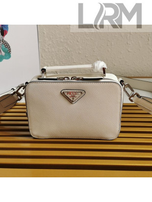 Prada Brique Saffiano Leather Cross-Body Bag 2VH0701 White 2020