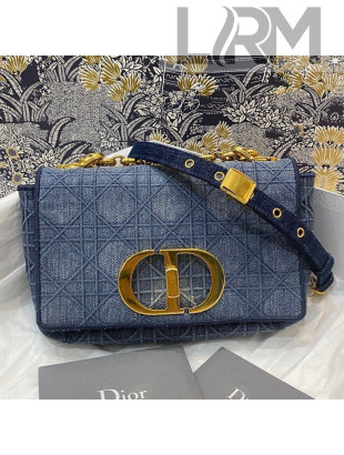 Dior Small Caro Chain Bag in Cannage Washed Denim Blue 2021