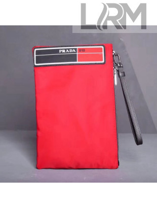 Prada Nylon Pouch with Leather Trim 2NH006 Red 2018