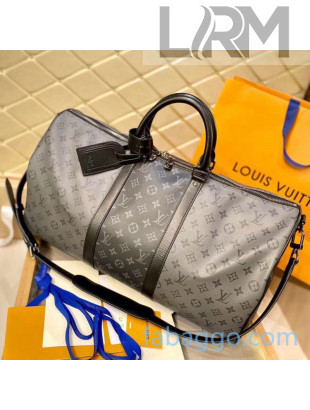 Louis Vuitton Keepall Bandoulière 50 Travel Bag in Monogram Eclipse Canvas M45392 Black/Grey 2020