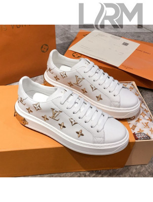 Louis Vuitton Bloom Embroidered Leather Sneaker White/Gold 2019