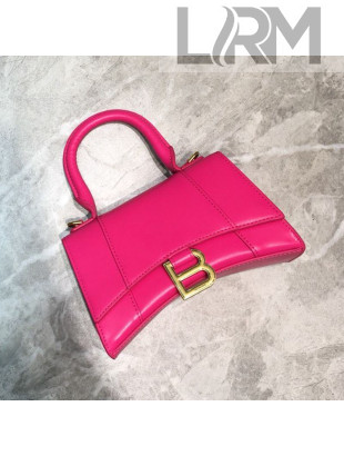 Balenciaga Hourglass Mini Top Handle Bag in Smooth Leather Hot Pink/Gold 2019