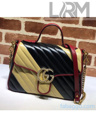 Gucci GG Marmont Diagonal Leather Small Top Handle Bag498110 Apricot/Black 2020