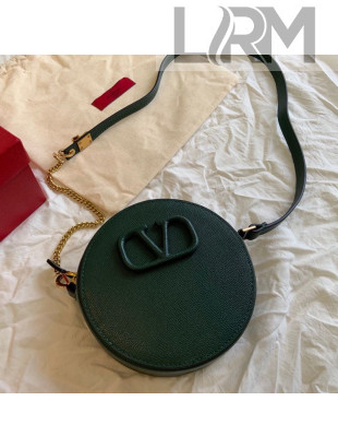 Valentino VLogo Calfskin Round Clutch with Chain Green 7788 2020