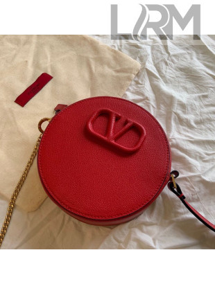 Valentino VLogo Calfskin Round Clutch with Chain Red 7788 2020