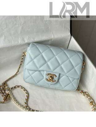 Chanel Lambskin Mini Flap Bag AS2855 Light Blue 2021