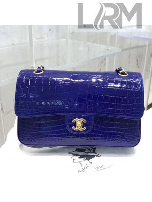 Chanel Alligator Skin Medium Classic Flap Bag Royal Blue