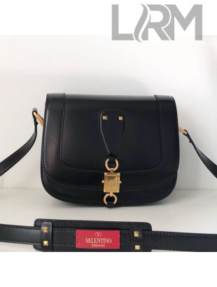 Valentino VLocker Shiny Calfskin Crossbody Bag 1014 Black 2020