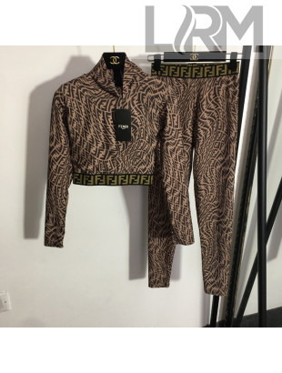 Fendi FF Sweatshirt and Pants Activewear Set Brown 2022