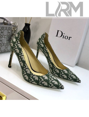 Dior J'adior D-Moi Point Heel 95mm Pump in Green Oblique Canvas 2019