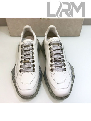 Jimmy Choo Diamond/F White Calf Leather Low Top Sneaker 2019