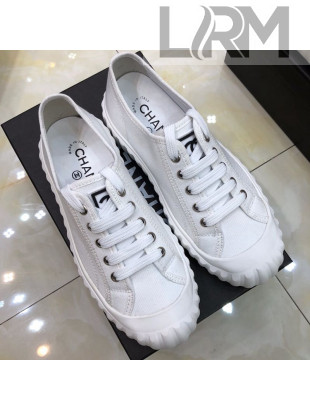 Chanel Bloom Sole Fabric Sneakers White 2019