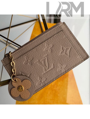 Louis Vuitton Monogram Empreinte Leather Flower Zipped Card Holder M68338 Khaki Grey 2019