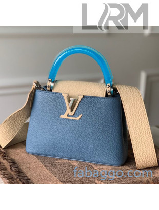 Louis Vuitton Capucines Mini Bag with Translucent Top Handle M56072 Blue/Light Beige 2020