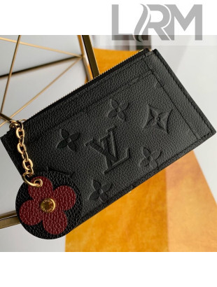 Louis Vuitton Monogram Empreinte Leather Flower Zipped Card Holder M68338 Black 2019