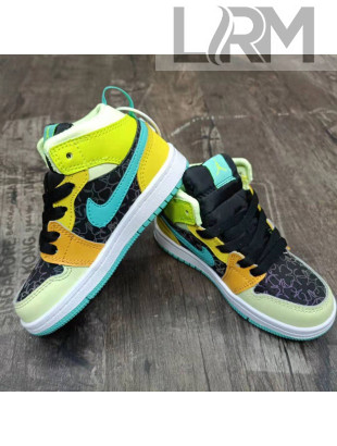 Nike Air Jordan 1 Retro High OG AJ1 Sneakers Green/Yellow 2021(For Kids)