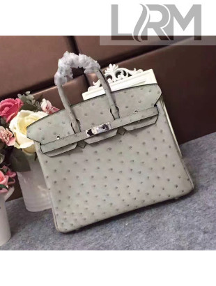 Hermes Ostrich Leather Birkin 30/35cm Bag Grey