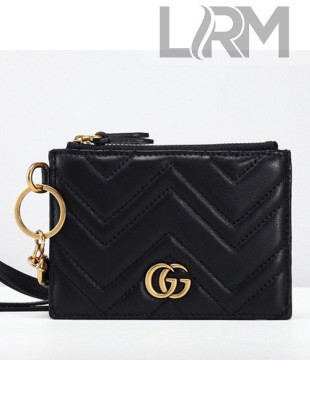 Gucci Strap GG Marmont Chevron Leather Card Case ‎546582 Black