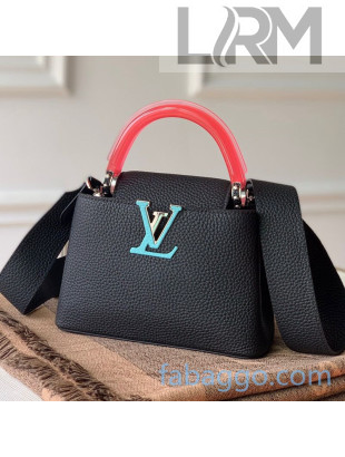 Louis Vuitton Capucines Mini Bag with Translucent Top Handle M56072 Black/Pink 2020