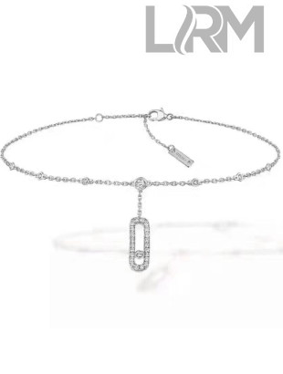 Messika Move Crystal Pendant Feet Chain Anklet Silver 2019