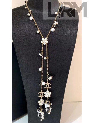 Chanel Flower Y Necklace AB5700 Black/White 2021