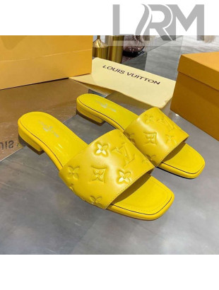 Louis Vuitton One-Stone Monogram Calfskin Flat Slide Sandals Yellow 2020