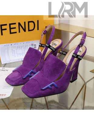 Fendi F Charm Suede Slingback Pump Purple 2019